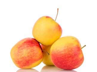Several juicy apples, macro, isolated on white background.