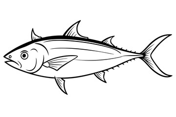 tuna fish line art silhouette vector illustration