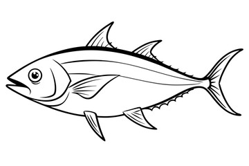 tuna fish line art silhouette vector illustration