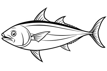tuna fish line art silhouette vector illustration