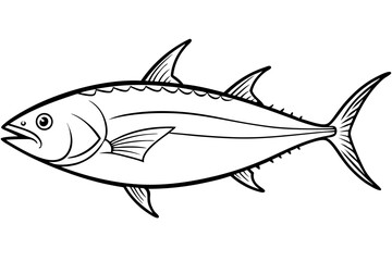 tuna fish line art silhouette vector illustration