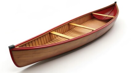 Wooden Canoe on White Background