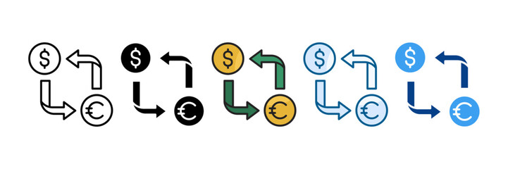 Exchange Rate Icon Set Multiple Style Collection
