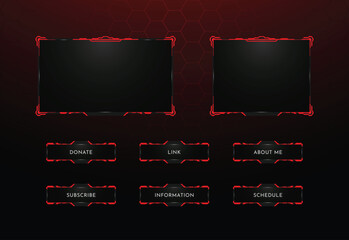 This is a set of customizable streaming overlays, featuring a sleek, futuristic design.