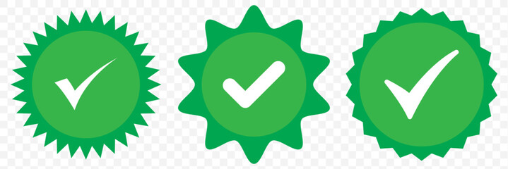 Obraz premium Check mark vector icon set. correct or right tick mark sign. green checkmark for checklist. accept and ok checkbox button pictogram. EPS 10.