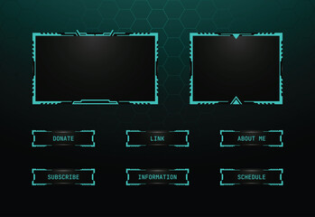 Futuristic Streaming Overlay with Teal Accents for Gamers