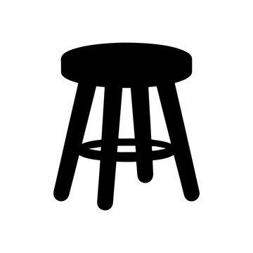recommend clip art: Round wooden stool silhouette icon vector flat design.