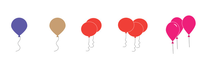 Balloons in cartoon flat style. Bunch of balloons. Colored balloons in simple style. © studio's line