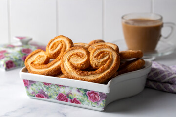 Palmiers or elephant ears, puff pastry cookies