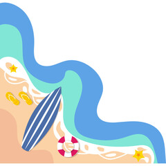 Summer Beach Corner Flat Illustration  Decoration