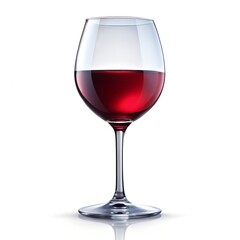 A beautiful glass of red wine on a white background