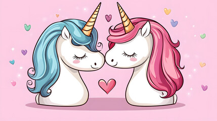 Cute Unicorn in Love Cartoon Vector Illustration for Romantic Designs
