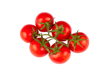 Bunch of red tomatoes on a white background