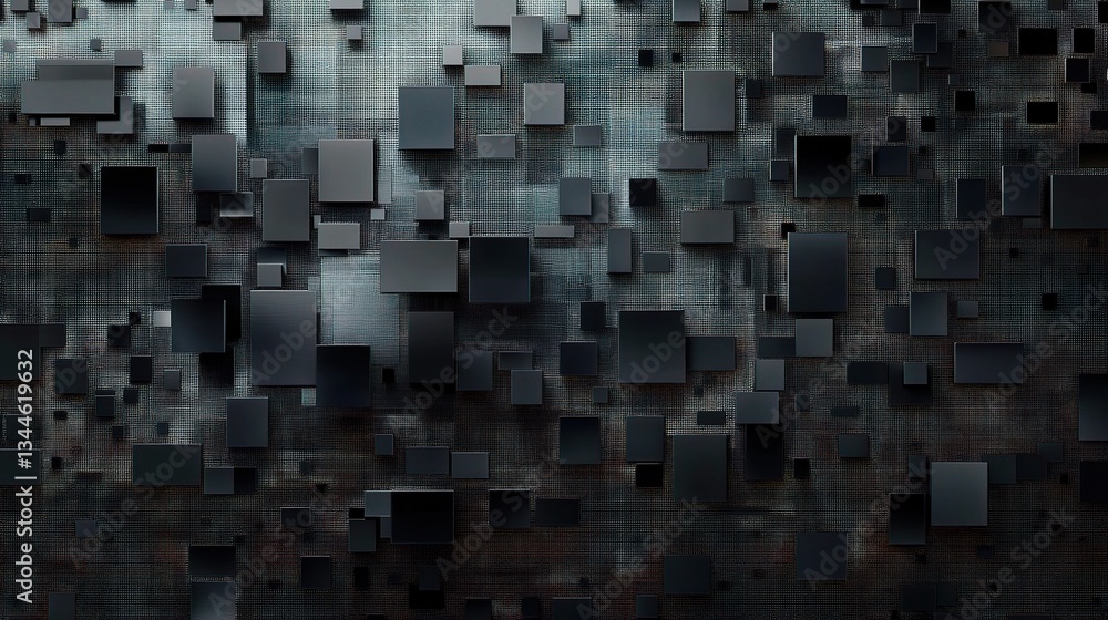 Poster abstract grey and black pixelated square pattern design background