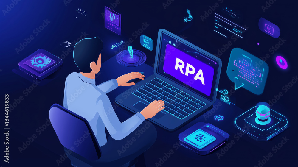 Aufkleber Exploring automated workflows through RPA technology in a digital workspace