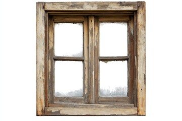 Vintage wooden window isolated on a white background