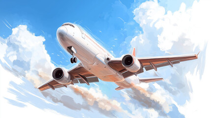 Obraz premium Modern supersonic airplane in the sky