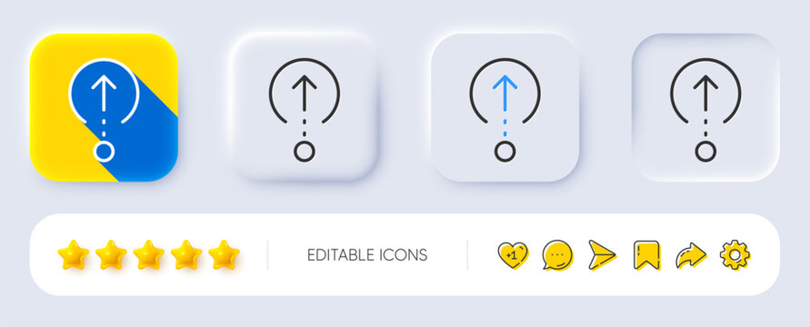 Swipe up line icon. Neumorphic, Flat shadow, 3d buttons. Scrolling arrow sign. Landing page scroll symbol. Line swipe up icon. Social media icons. Vector