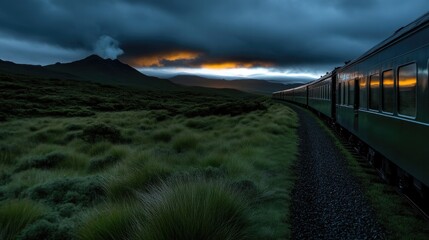 Scenic Train Journey at Sunrise
