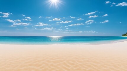 Obraz premium Tropical Beach Paradise Azure Sea, Sandy Shore and Sunny Sky, beach ,ocean