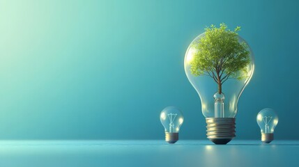 Tree Growing Inside Light Bulb, Green Energy, Sustainability