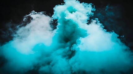 Turquoise blue smoke explosion for poster background