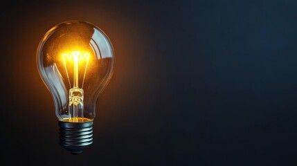 Glowing Filament Bulb on Dark, idea ,lightbulb