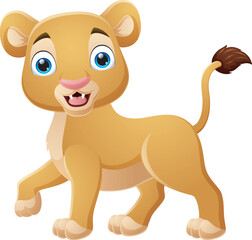 Happy lion cartoon isolated on white background