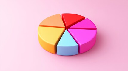 Obraz premium Colorful 3D Pie Chart on Pink, Data Visualization , Statistics