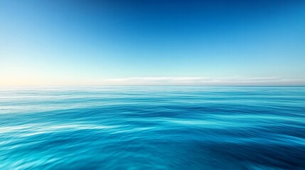 Fototapeta premium Calm Ocean View Blue Sky Meets Rippling Water Horizon, serenity, seascape