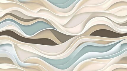 Fototapeta premium Beige and Blue Wavy Layers Abstract Illustration, fluid art , wallpaper