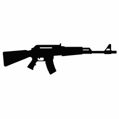 Fototapeta premium Assault rifle vector illustration isolated on white background showing a black automatic weapon with a sleek design, suitable for military or army-themed graphics
