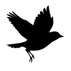 Eagle silhouette vector illustration flying with wings spread in black design, symbolizing wildlife and nature
