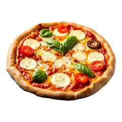 Delicious Italian Pizza with Fresh Basil and Mozzarella Cheese