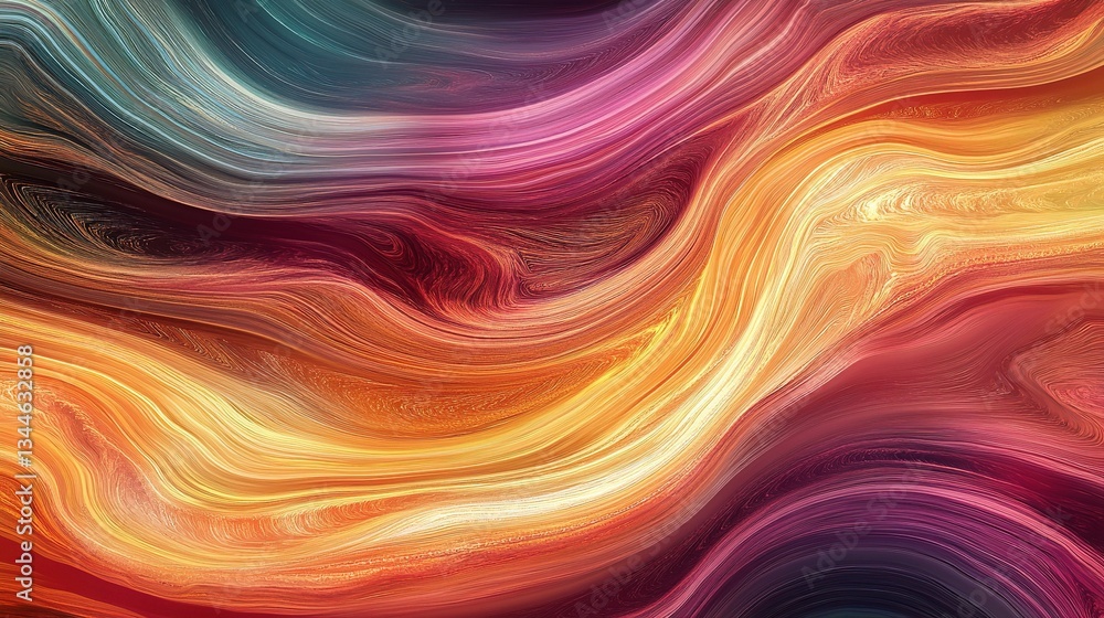 Poster dynamic flowing energy waves in vibrant digital patterns