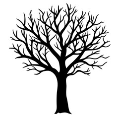 Obraz premium Silhouette of a tree with leaves in a vector style representing nature and the changing seasons