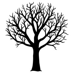 Fototapeta premium Silhouette of a tree with leaves in a vector style representing nature and the changing seasons
