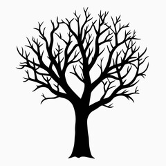 Obraz premium Silhouette of a tree with leaves in a vector style representing nature and the changing seasons