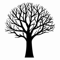 Obraz premium Silhouette of a tree with leaves in a vector style representing nature and the changing seasons