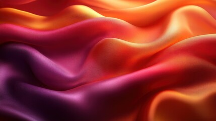Fototapeta premium Abstract background of wavy, colorful silk fabric in warm tones.