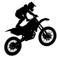 Fototapeta premium Motocross rider jumping in silhouette