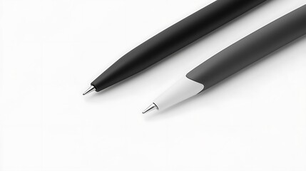 Fototapeta premium Two ballpoint pens lie on a white surface, office use