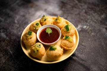 Panipuri, famous street food in India.
