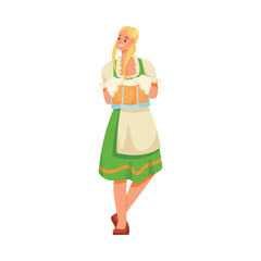 Woman Character with Mug at Beer Festival Vector Illustration