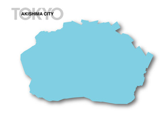 東京都昭島市の地図_影付