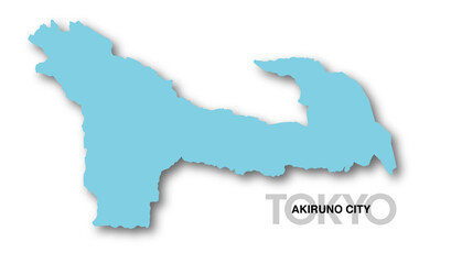 東京都あきる野市の地図_影付