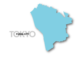 東京都福生市の地図_影付