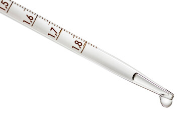Liquid drop from laboratory glass Pipette