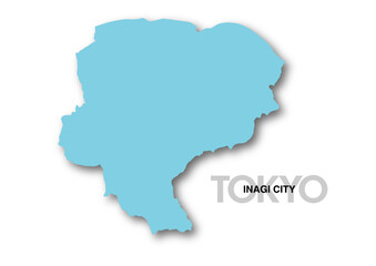 東京都稲城市の地図_影付