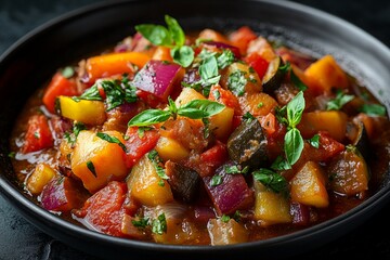 Delicious Homemade Ratatouille Summer Vegetable Stew Mediterranean Cuisine